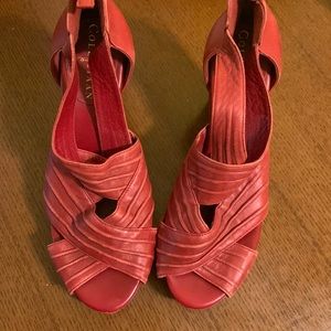 Red Leather Cole Haan Wedges   Size 6 1/2